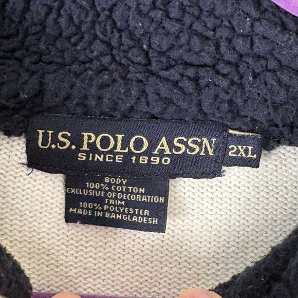 U.S. Polo Assn. Men’s White Knitted Quarter Zip Long Sleeve Size 2XL Preppy - Picture 2 of 8